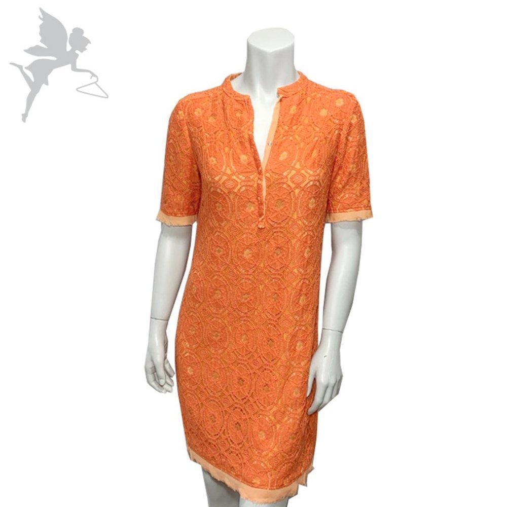 JUST TAYLOR orange lace shirt dress